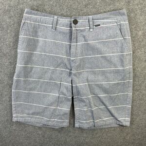Hurley Shorts Mens 30 Blue Stripe Chino 10 Inseam Golf Casual Walk Beach